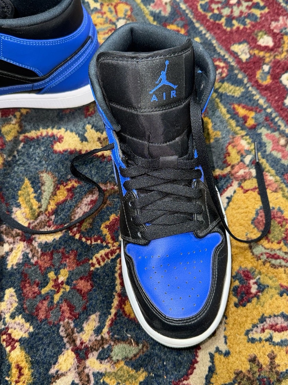 Air Jordan 1 Mid “Hyper Royal” Black Blue Sneakers Size 7.5 Men